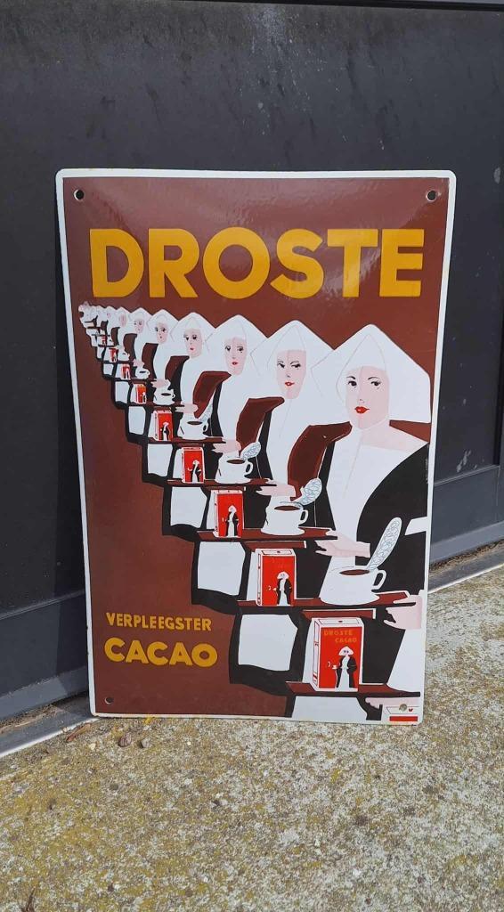 Origineel Droste emaille reclamebord., Verzamelen, Merken en Reclamevoorwerpen, Gebruikt, Reclamebord, Ophalen of Verzenden