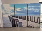 3 luik canvas van paalhoofden aan zee, Minder dan 50 cm, Ophalen of Verzenden, 75 cm of meer, Print