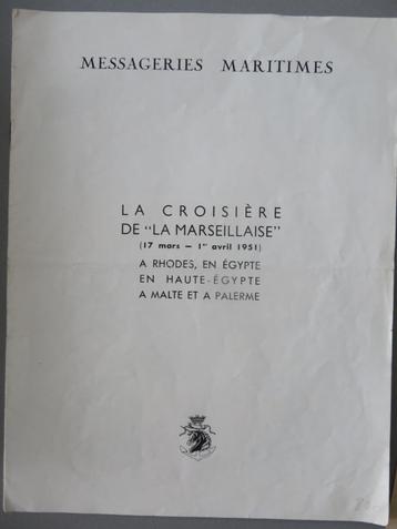 brochure boekje La Croisiere de la Marseillaise 1951  beschikbaar voor biedingen