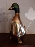 Familie van koperen eenden met groen geverfde kop, Antiek en Kunst, Ophalen of Verzenden