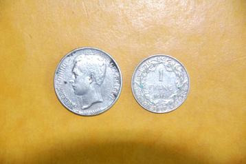 Albert I : Zilveren 2 Frank 1911 en 1 Franc 1912 beschikbaar voor biedingen