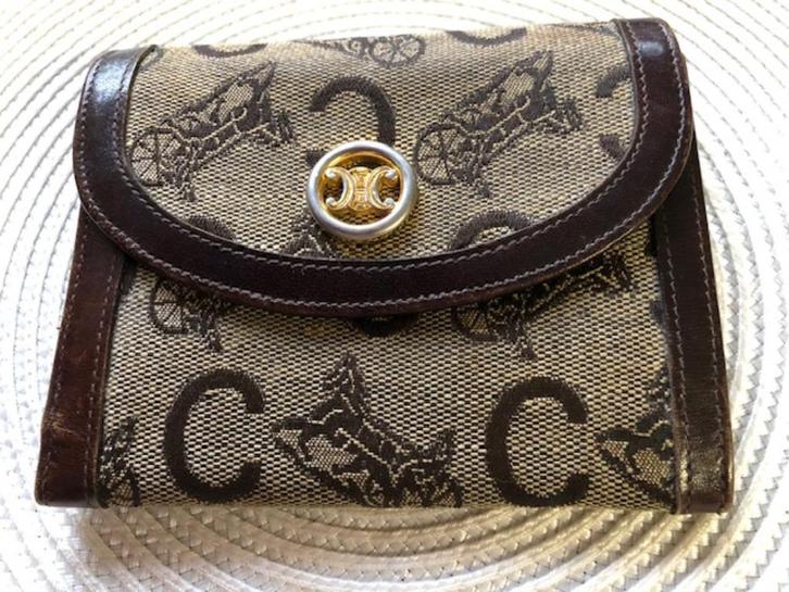 CELINE VINTAGE PORTE-MONNAIE/PORTE-FEUILLE, Handtassen en Accessoires, Portemonnees, Gebruikt, Overige merken, Bruin, Leder, Ophalen