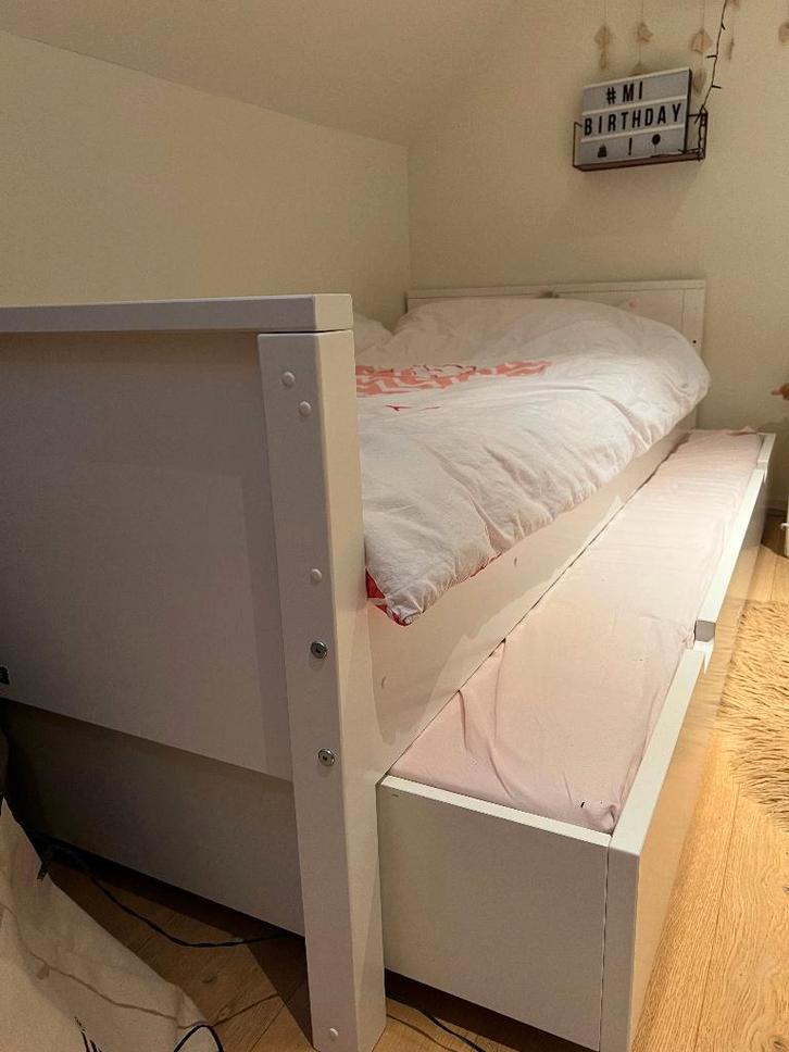 Stapelbed - 2 bedden Bopita, Huis en Inrichting, Slaapkamer | Bedden, Gebruikt, Eenpersoons, Wit, Ophalen