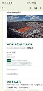 Roland Garros-01.06-Lenglen- Cat2, Tickets & Billets, Sport | Tennis, Une personne, Juin