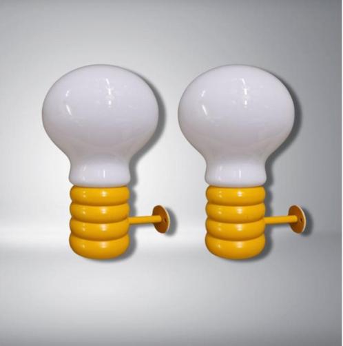 space age Ingo Maurer set bulb wandlampen 60er, Huis en Inrichting, Lampen | Wandlampen, Zo goed als nieuw, Glas, Metaal, Ophalen