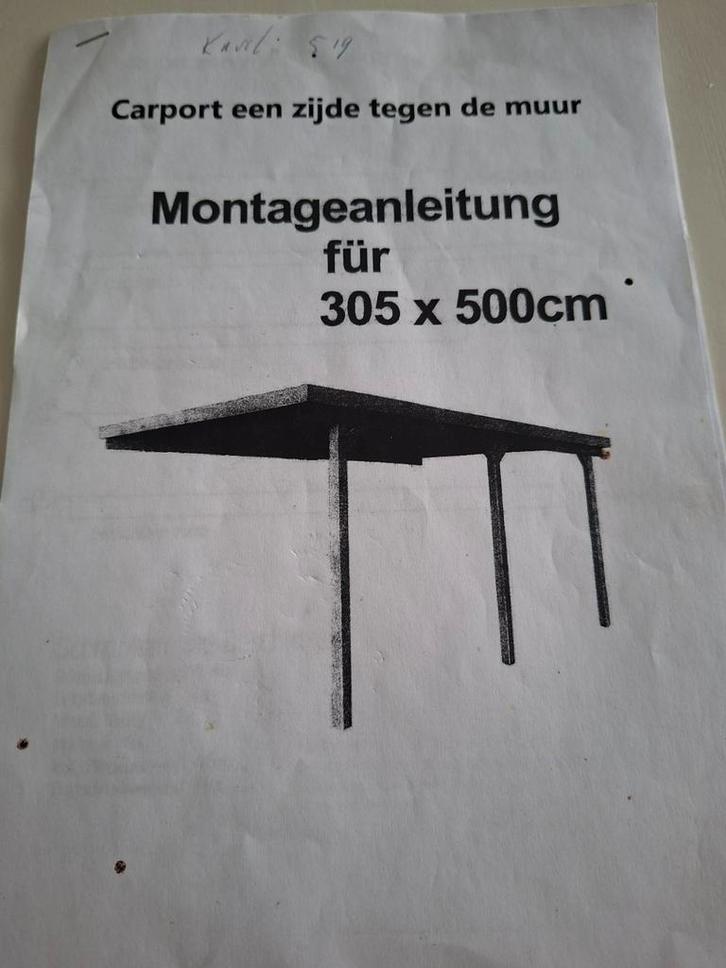 Carport één zijde tegen de muur, Tuin en Terras, Overkappingen, Nieuw, Carport, Ophalen