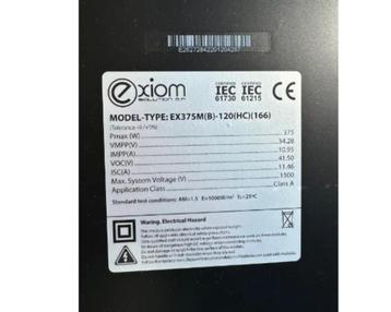 Exiom 5 zonnepanelen (375 pk) omvormer 1.5KW Solax beschikbaar voor biedingen