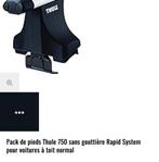 Pack de 4 pieds de barre de toit Thule 750 à toit normal, Autos : Divers, Porte-bagages, Enlèvement, Comme neuf