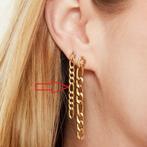 Boucles d'oreilles verticales pour femmes en acier doré jaun, Bijoux, Sacs & Beauté, Autres matériaux, Puces ou Clous, Enlèvement ou Envoi
