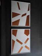 Abstract Modern Acryl canvas 70*90cm - 2stuks - wit/brons, Antiek en Kunst, Kunst | Schilderijen | Modern, Ophalen