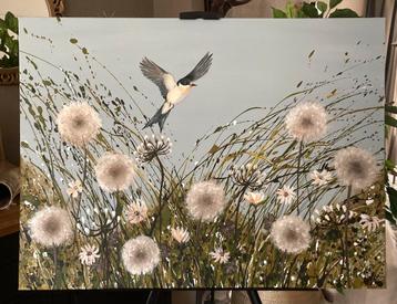 Handbeschilderd Schilderij Dandelion Field ByJ&S beschikbaar voor biedingen