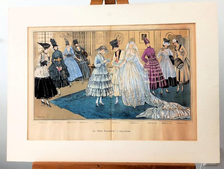 [Mode] La “Fète Parisienne” a New-York Le Style Parisien, Antiek en Kunst, Kunst | Litho's en Zeefdrukken, Ophalen of Verzenden
