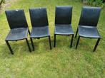 3 zwarte neplederen stoelen, Ophalen, Gebruikt
