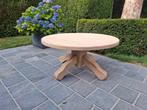 Volledig massief eiken ronde salontafel. Geluchtgomd., Ophalen of Verzenden, Zo goed als nieuw
