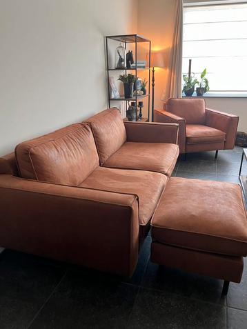 Zetel cognac, Huis en Inrichting, Zetels | Zetels, Ophalen, Zo goed als nieuw, Rechte bank