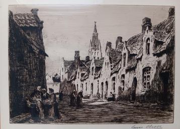 Louis Clesse (1889-1961)  - ets -  oud straatzicht beschikbaar voor biedingen