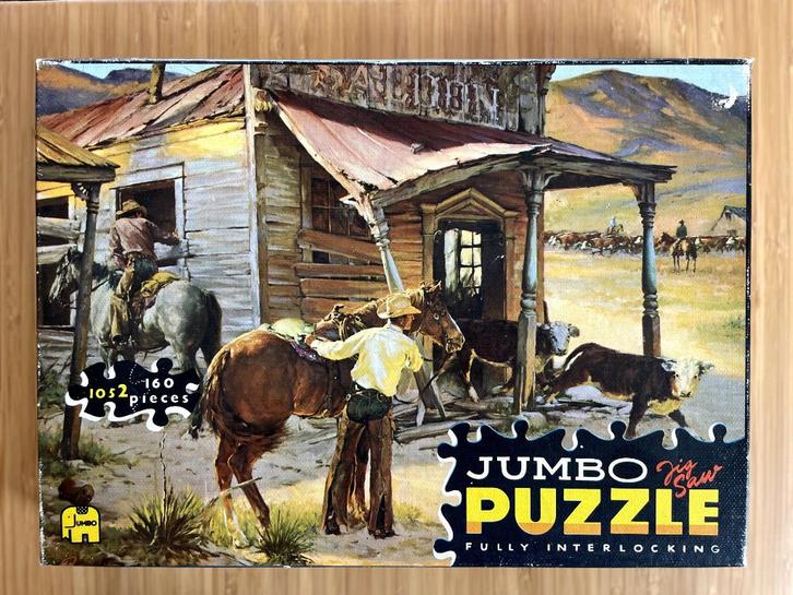 Puzzel Jumbo 'Cowboy Saloon' vintage, Antiek en Kunst, Antiek | Speelgoed, Ophalen