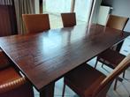Tafel massief kersenhout + 6 stoelen, Ophalen, Gebruikt, 200 cm of meer, 50 tot 100 cm