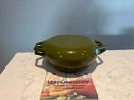 Copco Olijf kleurig braadpannetje 20 cm in prima staat, Gebruikt, Gietijzer, Ophalen of Verzenden, Keramische plaat