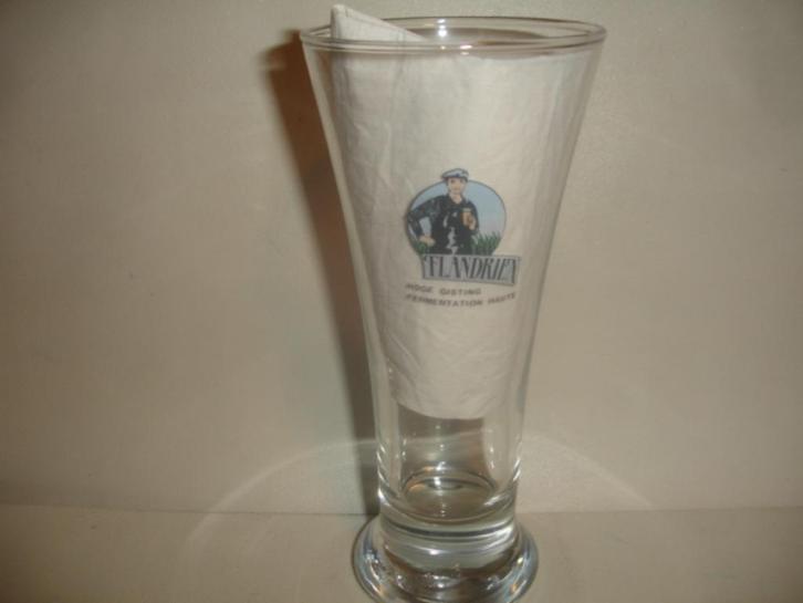 Bierglas Flandrien, fluitglas, brij. Louwaege, Verzamelen, Biermerken, Zo goed als nieuw, Glas of Glazen, Overige merken, Ophalen of Verzenden