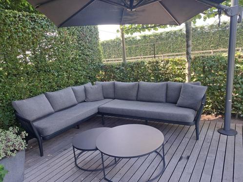 Lounge hoeksalon met 2 loungetafels van Bristol, Tuin en Terras, Tuinsets en Loungesets, Gebruikt, Loungeset, Aluminium, 6 zitplaatsen