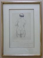 WILLY KREITZ / RUGGELINGS NAAKT / ZW-W ETS / 37x27cm / KADER, Ophalen of Verzenden