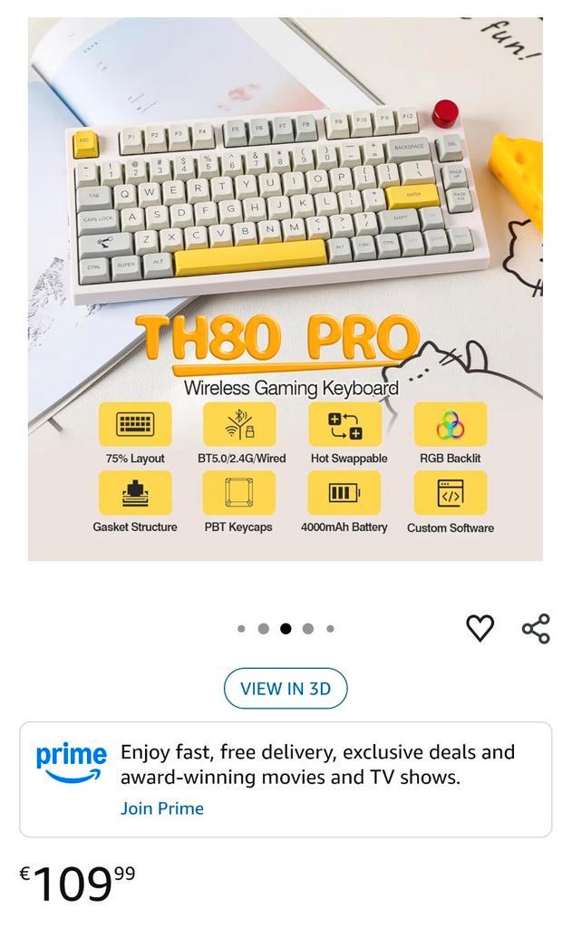 Gaming Toetsenbord, Informatique & Logiciels, Claviers, Comme neuf, Qwerty, Sans fil, Repliable, Clavier gamer, Touches multimédia