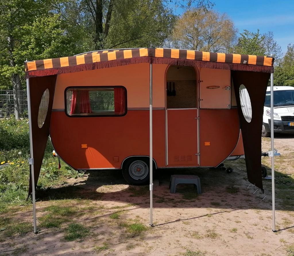 botsing Sporten overhead ② Nieuwe Retro luifel /hefdakje voor je vintage retro caravan — Voortenten  en Luifels — 2dehands