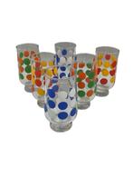 Set (6) retro glazen met gekleurde stippen  - Jaren '70, Warendestraat 51, Nazareth, Keukie's Shop, Ophalen of Verzenden, Zo goed als nieuw