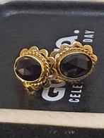 Gouden oorbellen 14k met garnat, Ophalen of Verzenden, Zo goed als nieuw