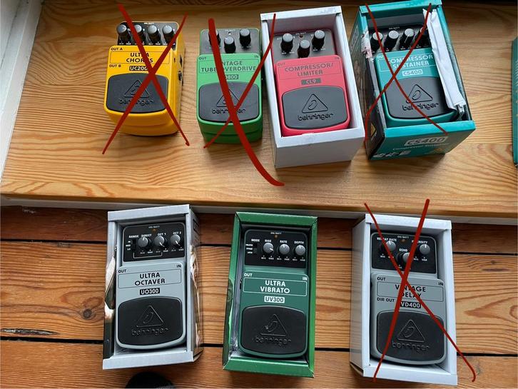 5 pedales Behringer, Muziek en Instrumenten, Effecten, Zo goed als nieuw, Chorus, Multi-effect, Ophalen of Verzenden