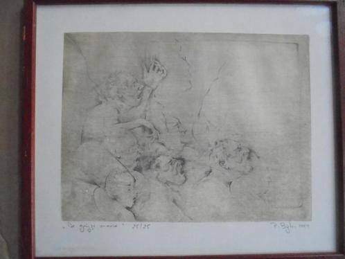 P Bijls  Ets   Grijze Massa, Antiek en Kunst, Kunst | Etsen en Gravures, Verzenden