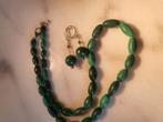 Malachieten collier + oorbellen, Ophalen of Verzenden, Ketting