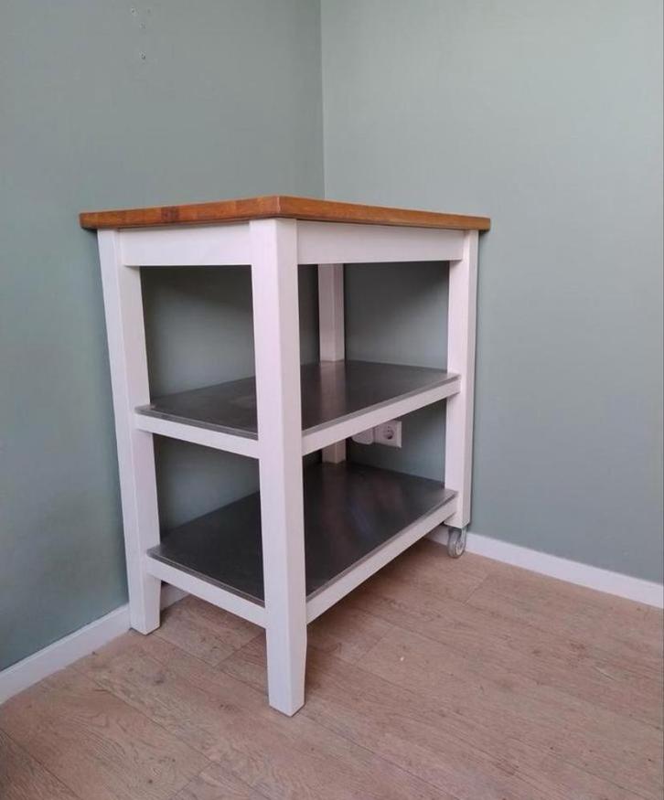 Ikea keukeneiland wit/eiken, Huis en Inrichting, Kasten | Vitrinekasten, Zo goed als nieuw, Ophalen