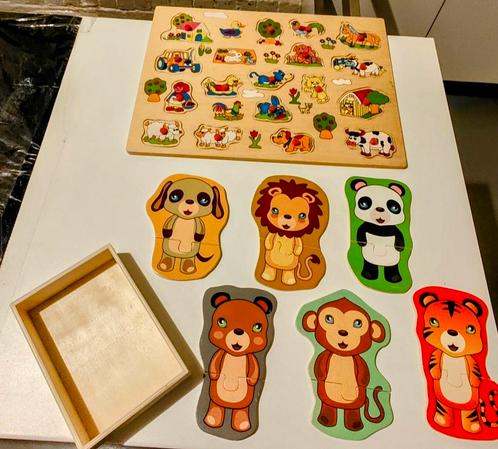 2 VERSCHILLENDE HOUTEN LEGPUZZELS GROOT, Kinderen en Baby's, Speelgoed | Kinderpuzzels, Zo goed als nieuw, 6 maanden tot 2 jaar