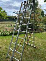 Aluminium ladder 3-delig 9 treden, Doe-het-zelf en Bouw, Ladders en Trappen, Ophalen, Gebruikt, Ladder, Opvouwbaar of Inschuifbaar