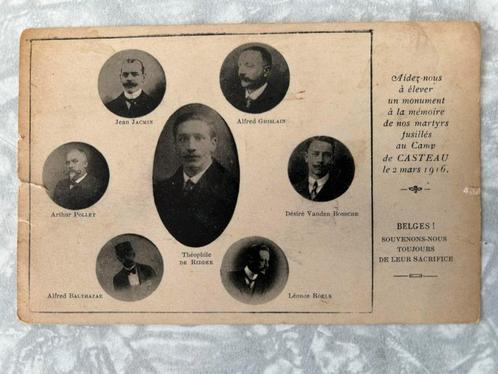 1916 : 7 gefusilleerde burgers in kamp te Casteau (Bergen), Verzamelen, Militaria | Algemeen, Ophalen of Verzenden