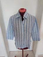 Élégant chemisier ligné, manches 3/4. 100 % coton. Taille 42, Blauw, Maat 42/44 (L), Alain Figaret, Ophalen of Verzenden