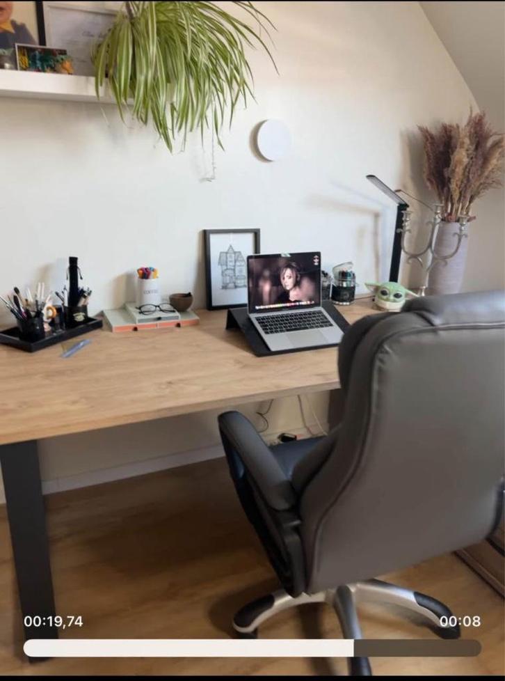 Bureau + laden kast /blok Golden Oak Quasi nieuwstaat, Huis en Inrichting, Bureaus, Zo goed als nieuw, Bureau, Ophalen