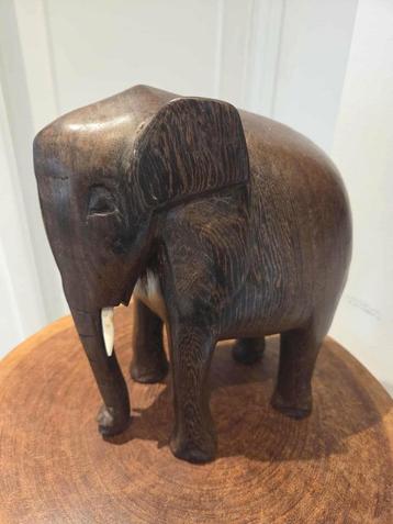 Handgemaakt Massief Houten Olifant Beeld – 22 cm  beschikbaar voor biedingen