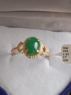 18k gold ring with emerald and diamonds, Ophalen of Verzenden, Nieuw