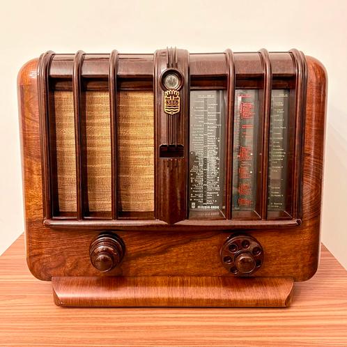 ITALIAANSE ART DECO BUIZENRADIO MINERVA 386 VINTAGE 1938, Antiek en Kunst, Antiek | Tv's en Audio, Verzenden