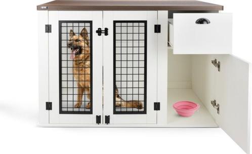Houten Hondenbench 111x60x75 Wit, Animaux & Accessoires, Maisons pour chiens, Neuf, Niche à chien, 65 à 100 cm, 110 cm ou plus