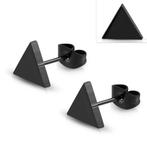 Boucles d'oreilles triangulaires noires en acier - 8 mm, Bijoux, Sacs & Beauté, Boucles d'oreilles, Enlèvement ou Envoi, Autres matériaux