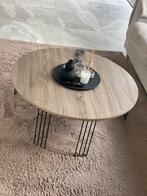 Salon tafel hout met zwart, 50 tot 100 cm, Minder dan 50 cm, Rond, Hout zwart