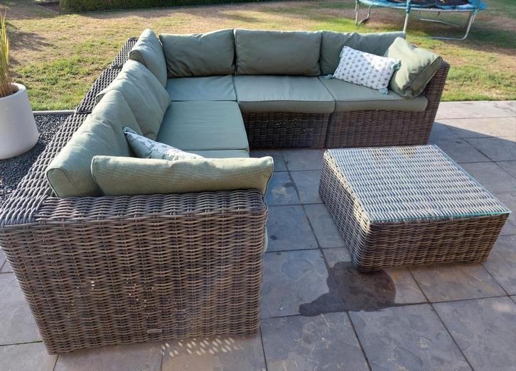 loungeset donkergrijs wicker, Tuin en Terras, Tuinsets en Loungesets, Gebruikt, Loungeset, Wicker, Ophalen