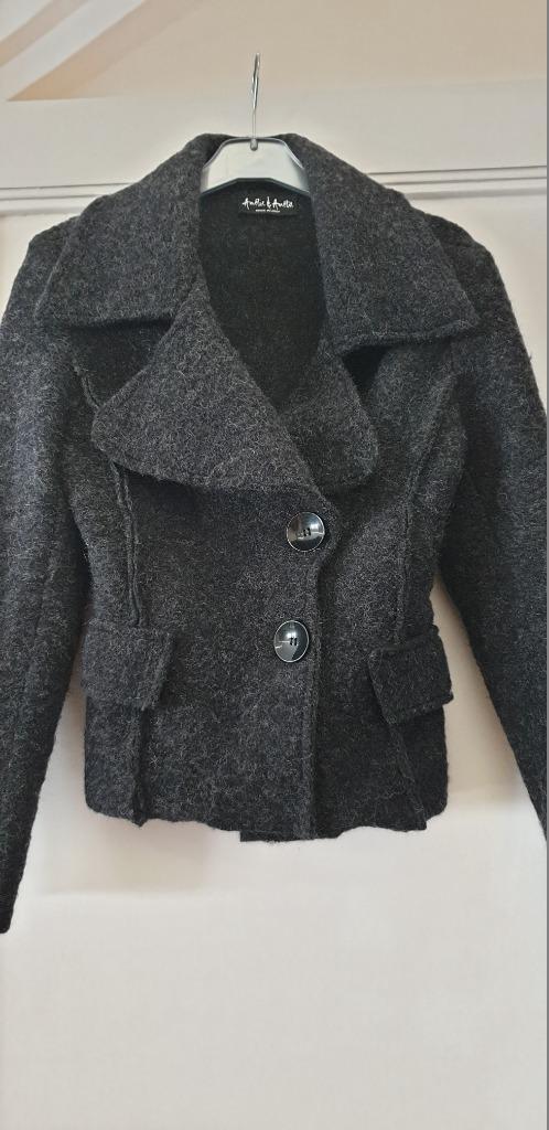 Wollen jas Amélie & Amélie - Maat M, Kleding | Dames, Jassen | Winter, Zo goed als nieuw, Maat 38/40 (M), Grijs, Ophalen of Verzenden