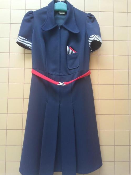 Authentieke vintage jurk (40 - 42) - amper gedragen, Kleding | Dames, Jurken, Gedragen, Maat 42/44 (L), Blauw, Knielengte, Ophalen