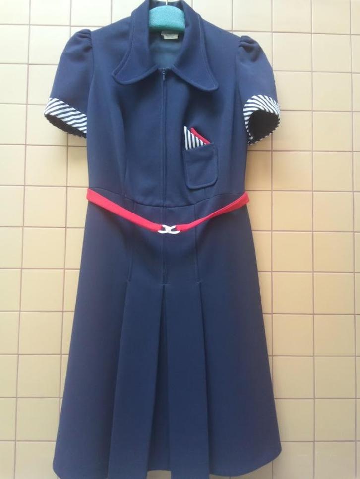 Authentieke vintage jurk (40 - 42) - amper gedragen, Kleding | Dames, Jurken, Gedragen, Maat 42/44 (L), Blauw, Knielengte, Ophalen