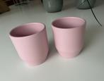 Set van 2 roze bloempotjes 9x8cm, Rond, Binnen, Ophalen of Verzenden, Zo goed als nieuw